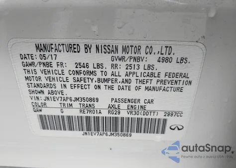 2018 Infiniti Q50 3.0T Luxe from USA, damaged, VIN JN1EV7AP6JM350869